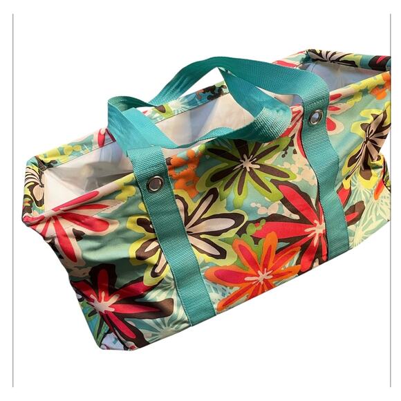 Thirty One Deluxe Utility Tote Daisy Craze Organizer Car Trunk Floral Collapse - Picture 7 of 11